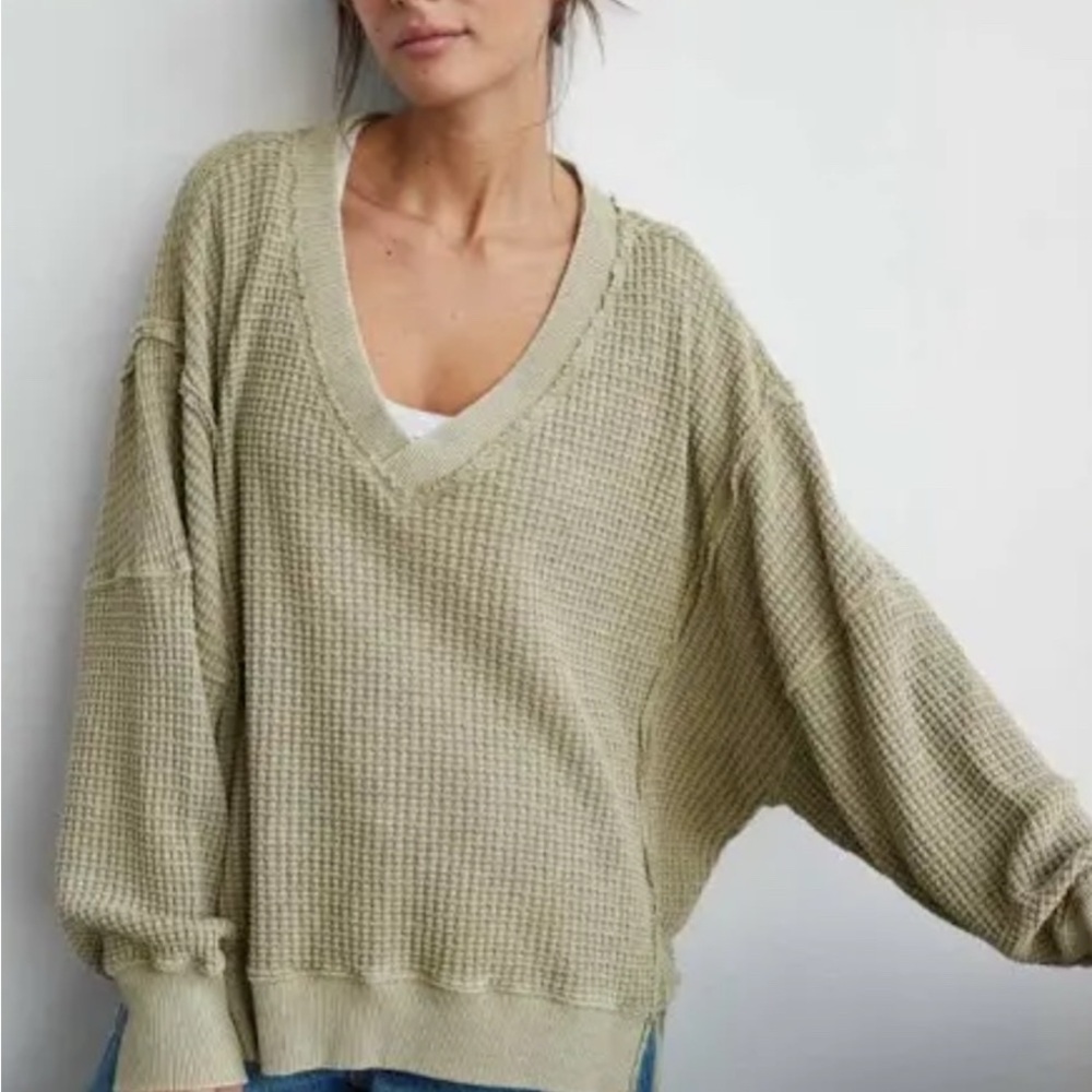 Aerie waffle oversized sweatshirt